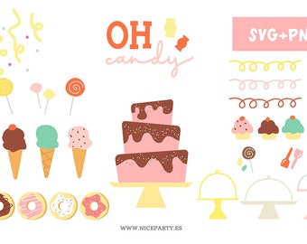 Candy and ice cream party  Clip Art set PNG SVG