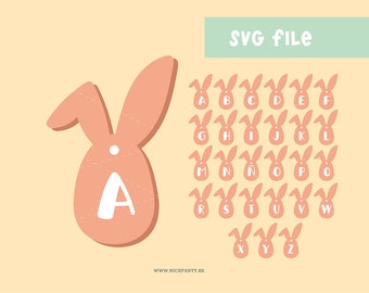 Easter bunny labels SVG files, alphabet PNG, easter svg, numbers svg