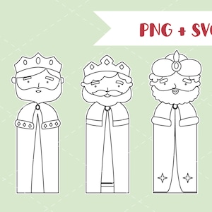 3 Wise Men line Clip Art set PNG SVG  Reyes Magos