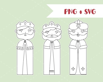 3 Wise Men line Clip Art set PNG SVG  Reyes Magos