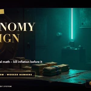 Könnte beinhalten: Eine digitale Grafik mit dem Text "CONTROL THE MONEY", "ECONOMY DESIGN KIT", "Faucets, sinks & real math – kill inflation before it kills your server.", "ECONOMY SYSTEM • WORKED NUMBERS", "INSTANT DOWNLOAD • PDF SYSTEM" und "HIGH END STUDIOS".