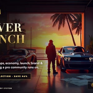 May include: A digital graphic for a Server Launch Kit featuring the text THE FULL ARSENAL, SERVER LAUNCH KIT, All five systems – ops, economy, launch, brand & roleplay. Everything a pro community runs on. COMPLETE COLLECTION, SAVE 46%, and HIGH END STUDIOS.