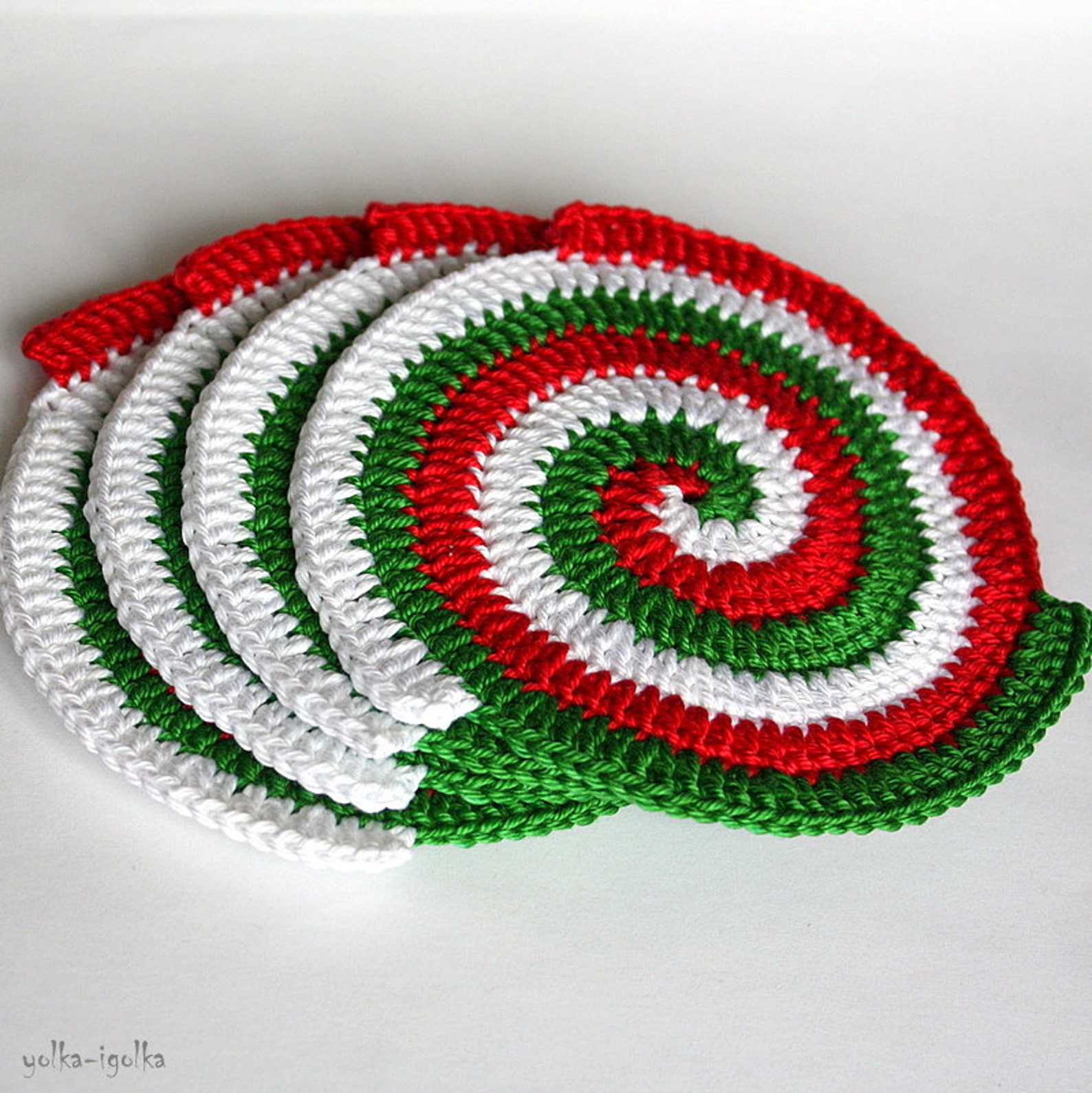 Crochet pattern. Spiral Crochet Coasters. 3 colors. Etsy