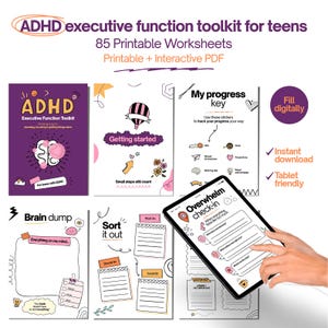 ADHD Verktygslåda för exekutiva funktioner för tonåringar: 85 utskrivbara arbetsblad (interaktiv PDF)