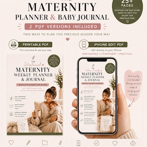 Maternity Leave Planner & Baby Journal  (Printable PDF AND Digital iPhone Version) Postpartum Self Care / New Mum Gift