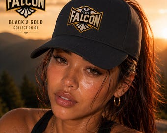Fly As A Falcon Mid Profile Baseball Cap | Black & Gold Collection 01