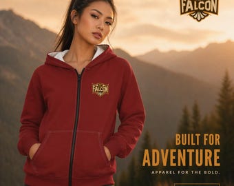 Fly As A Falcon Zip Hoodie | Sepia