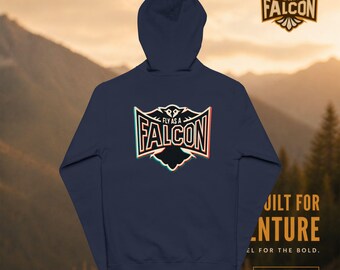 Fly As A Falcon Full-Zip Hoodie | Retro 3D
