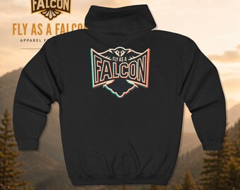 Fly As A Falcon Full-Zip Hoodie | Retro 3D