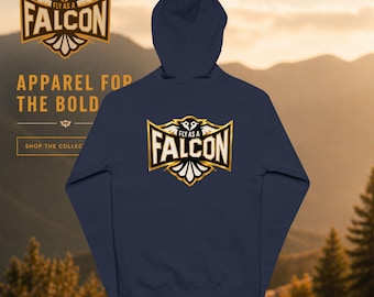 Fly As A Falcon Logo Zip-Up Hoodie | Black & Gold Collection 01