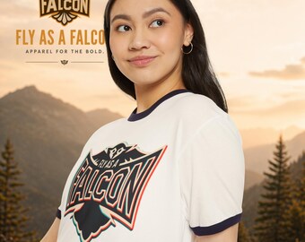 Fly As A Falcon Ringer T-Shirt | Retro 3D