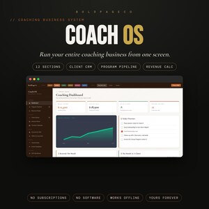 Planificador de negocios de coaching, CRM, gestión de cartera de clientes, calculadora de ingresos (descarga digital)