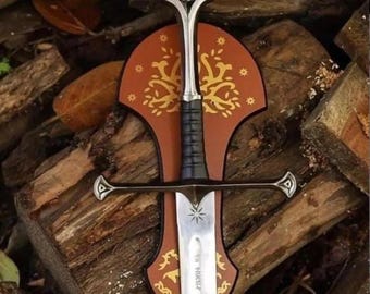 Réplica de la espada Andúril del rey Aragorn: Espada larga de acero inoxidable hecha a mano para cosplay (vaina incluida).