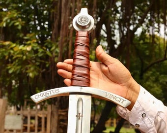 Espada de los Caballeros Templarios hecha a mano con vaina, espada decorativa de los cruzados medievales, regalo coleccionable templario.
