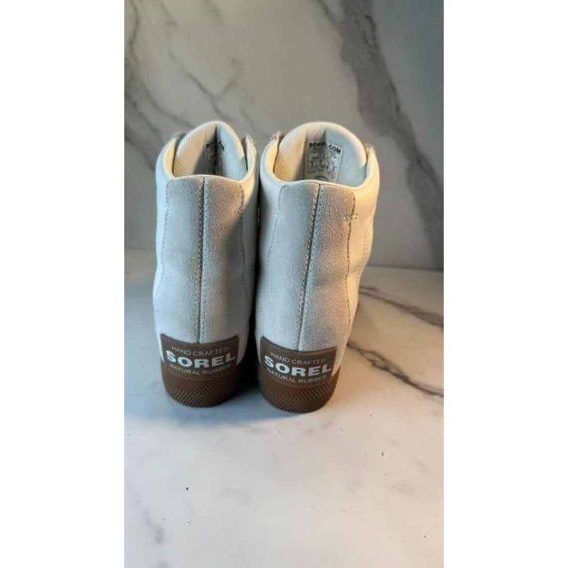 NWOB Sorel Out 'N About Wedge Sneaker Booties – Sea Salt/Gum Color Sz 8, foto 2 de 5
