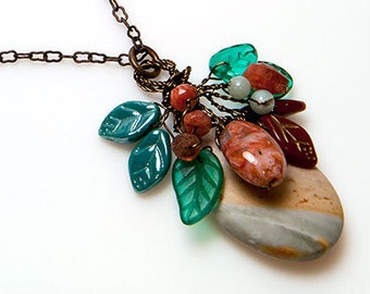 Cherry Creek Jasper Necklace, Nature Lover Gift, Autumn Jewelry, Whimsigoth Necklace, Plant Mom Gift,