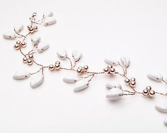 Nature Wedding Hair Piece, Silver Hair Vine, Wedding Hair Jewelry for Brides, Fairy Wedding Hair Accessories, Woodland Wedding Tiara