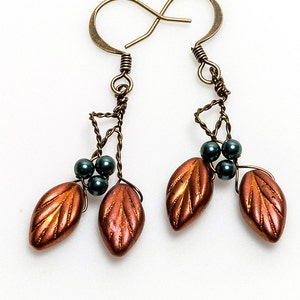 Boho Leaf Earrings Dangle, Fall Dangle Earrings women, Enchanted Forest Jewelry, Nature Earrings Dangle, Elvish Earrings, Nature Lover Gift
