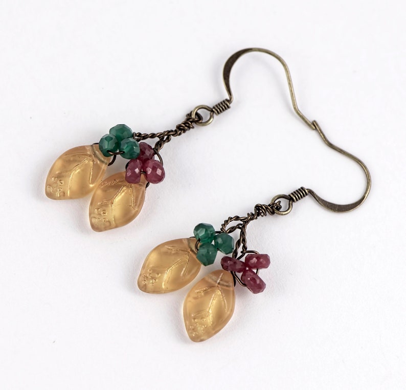 Boho Leaf Earrings, Colorful Earrings Dangle, Autumn Earrings Leaf, Christmas gift for her, Stocking Stuffers for women image 5