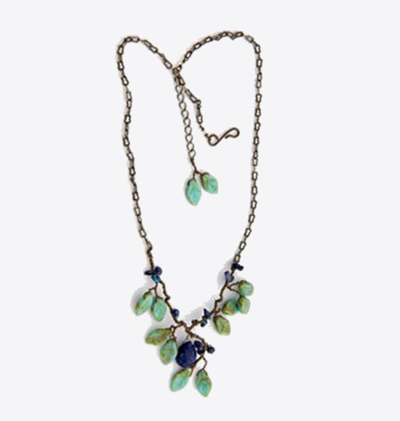 nature inspired Lapis gemstone necklace blue and green