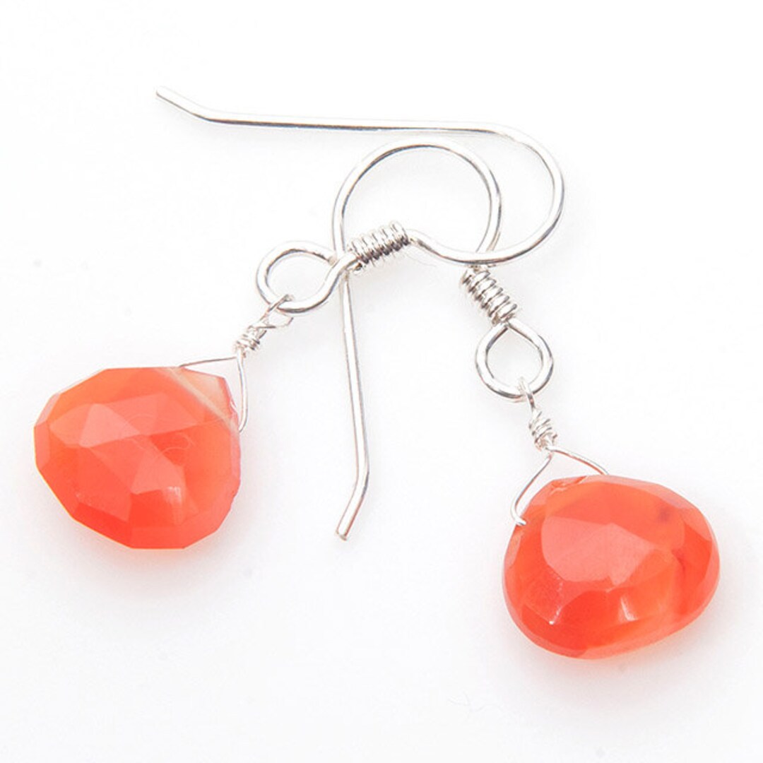 Orange Dangle Earrings Carnelian Earrings Wedding Jewelry Etsy