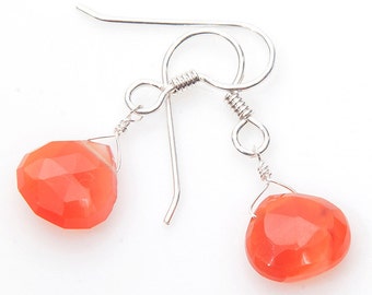 Orange Dangle Earrings, Carnelian Earrings, Wedding Jewelry, Bridal Earrings