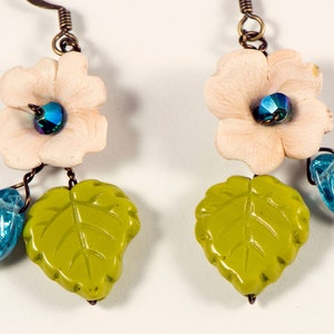 Whimsical Flower Earrings for Women, Fairy Wedding Earrings Dangle, Nature Lover Gift, Cottagecore Earrings, Boho Bridesmaid Earrings image 4