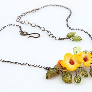 Yellow Flower Necklace for Women, Nature Wedding Jewelry for Bride, Plant Mom Gift, Enchanted Forest Jewelry, Elvish Jewelry, Nature Lover image 1