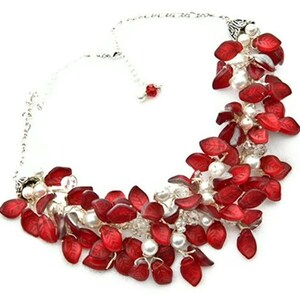 Rode verklaring ketting voor vrouwen zilver, dikke verklaring ketting, natuur bruiloft sieraden voor bruid, heidense sieraden voor vrouwen