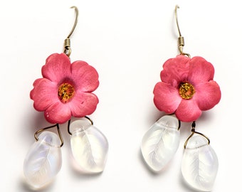 Enchanting Flower Earrings, Cottagecore Earrings Dangle, Boho Bridesmaids Earrings, Woodland Fairy Jewelry, Elvish Earrings for women