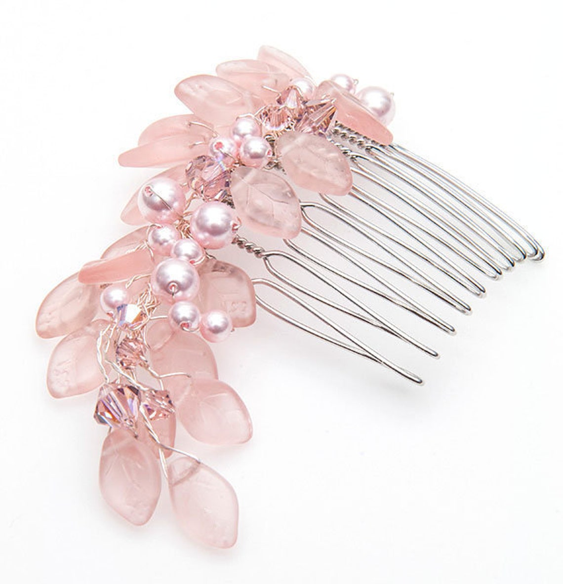 Pink Bridal Hair Comb Floral Head Piece Wedding Hair Etsy