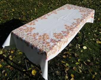 Nappe fleurie automne Vintage, nappe rectangulaire synthétique Orange et rouille, fleurissent de linge de Table Floral Pattern, nappe de pique-nique,