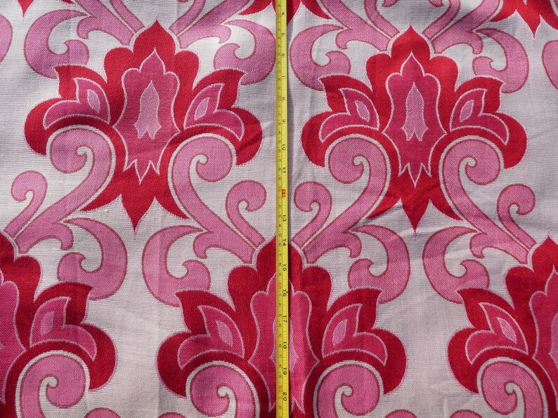 Mid Century Pinks and White Woven Curtains Vintage 1970s Etsy