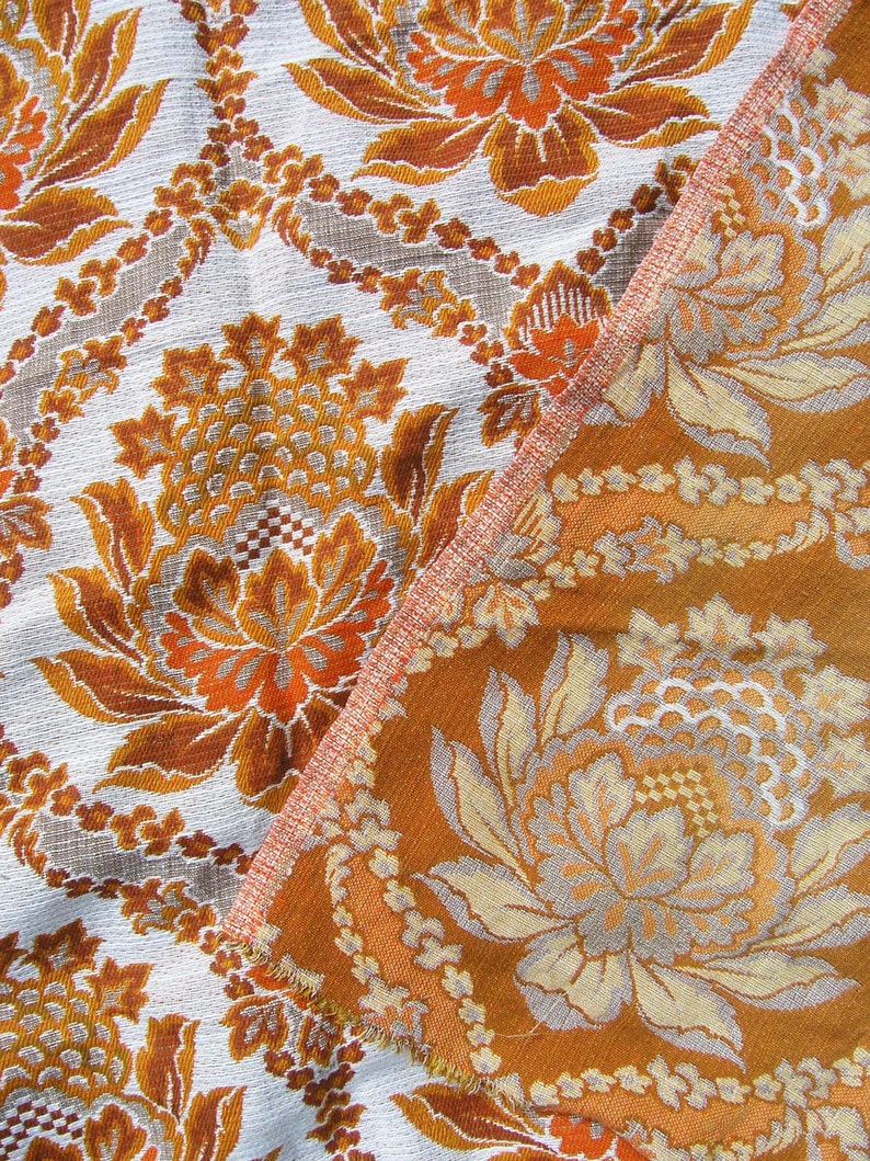 Vintage Curtain Fabric Remnant 1960s 1970s Retro Woven | Etsy