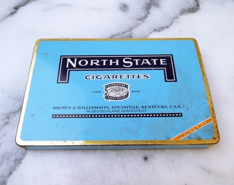 1960s Vintage Metal Cigarette Tin, North State Cigarettes Tin, Mid Century Metal Cigarette Box, Brown & Williamson Louisville Kentucy U.S.A.