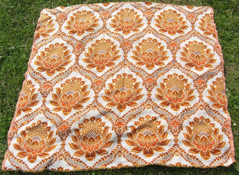 Vintage Curtain Fabric Remnant 1960s 1970s Retro Woven | Etsy