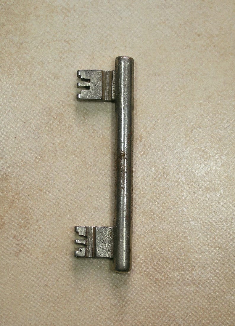 Double Ended Key, Steel Forced Locking Key, Antique Berliner Key, Vintage Berliner Key, Key from Berlin Germany image 7