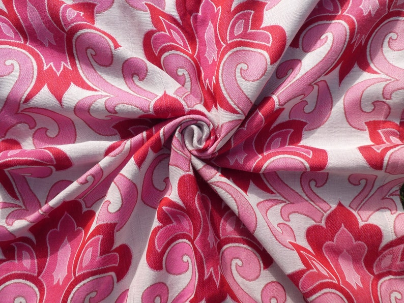 Mid Century Pinks and White Woven Curtains Vintage 1970s Etsy