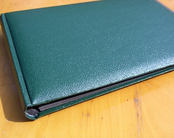Vintage Wood Book Binding, Green Scrapbook Binding, Green Book Binding with Black Paper Pages, Scrapbook Book Binding