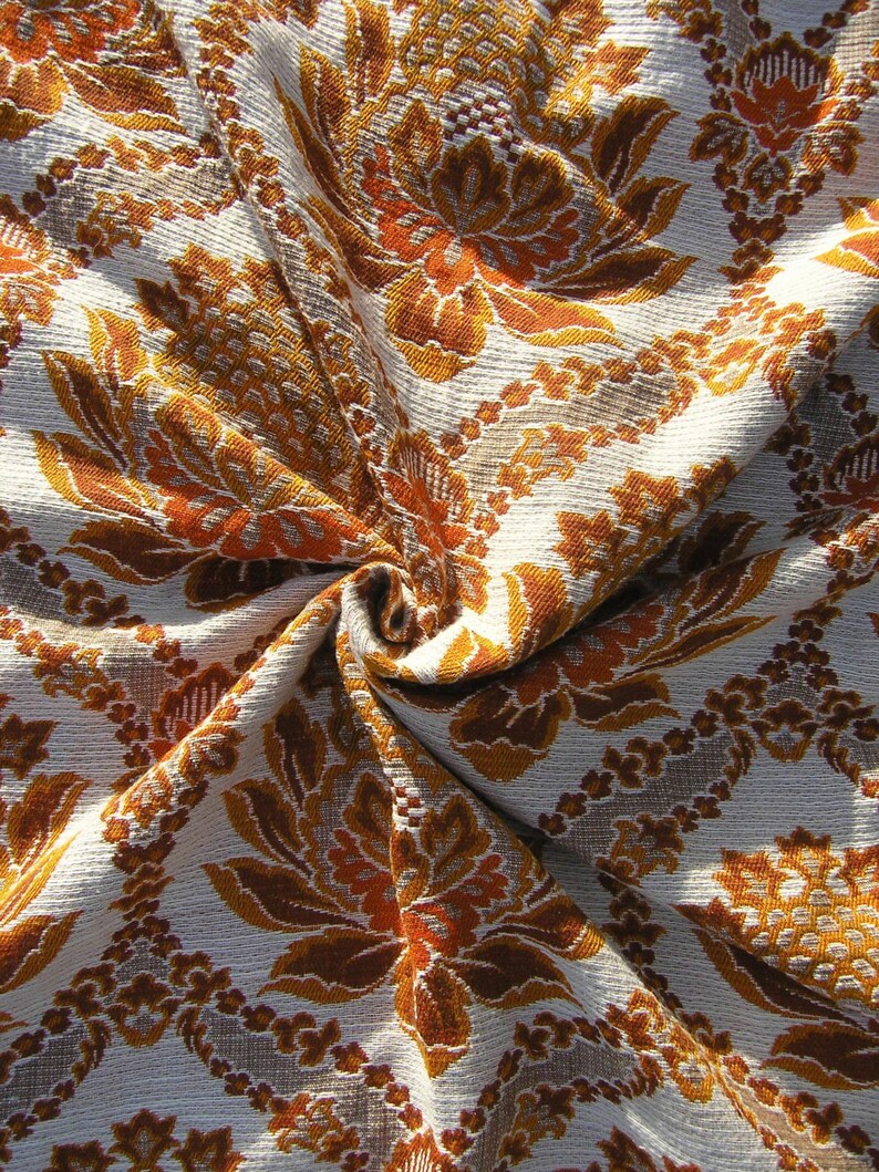 Vintage Curtain Fabric Remnant 1960s 1970s Retro Woven | Etsy