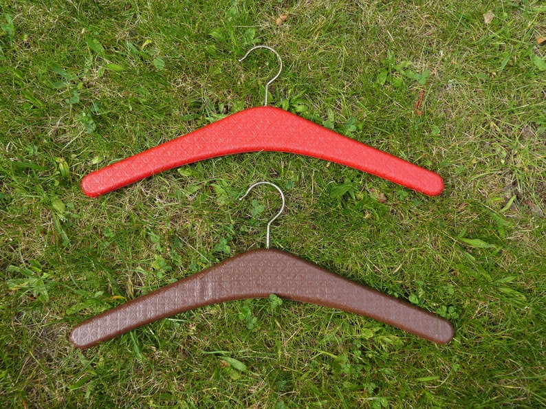 2 Mid Century Stud Clothes Hangers Red and Brown Textured Etsy