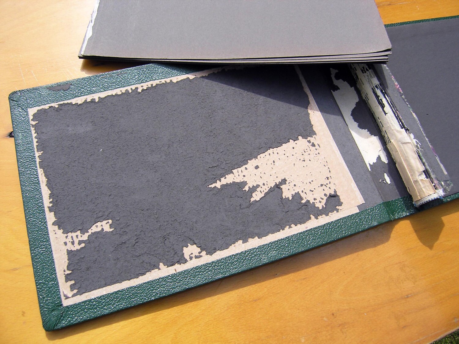 Vintage Wood Book Binding, Green Scrapbook Binding, Green Book Binding