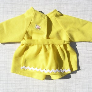 Vintage Doll Jumpsuit with 2 Aprons, Handmade Doll Outfit, Mid Century Yellow Doll Clothing, 1960s 1970s Original Doll Clothes