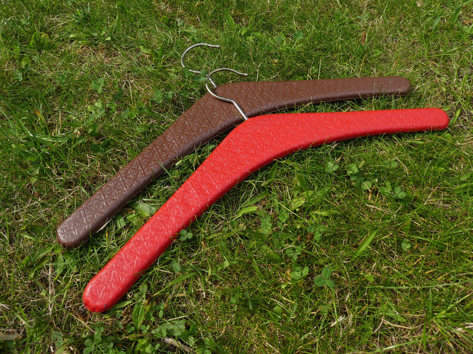 2 Mid Century Stud Clothes Hangers Red and Brown Textured Etsy