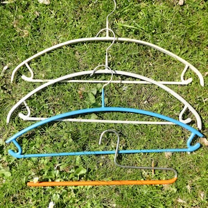 Mid Century Clothes Hangers, Set of 4 Vintage Coat Hangers, Rubber Covered Coat and Trousers Hangers, 1970s Covered Steel Clothes Hanger