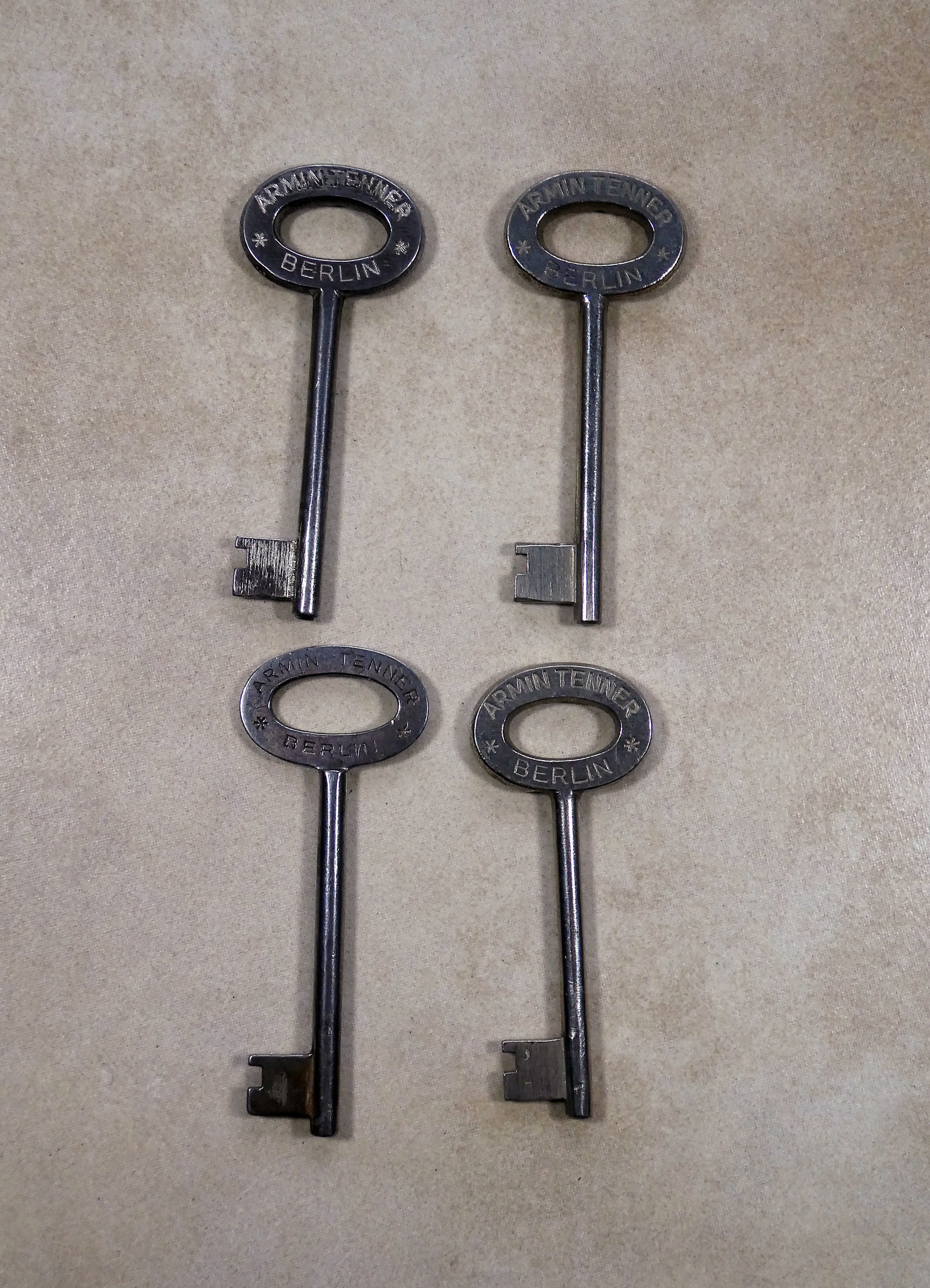 4 Vintage Keys From Berlin, Germany, 4 Collectible Steel Keys, Early