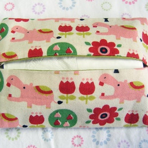 Handmade Hippos Tissue Holder, Hippopotumus Pocket Tissue Holder, Pink Ivory Tissue Pouch, Travel Tissue Holder, Tissue Case, Tissue Bag