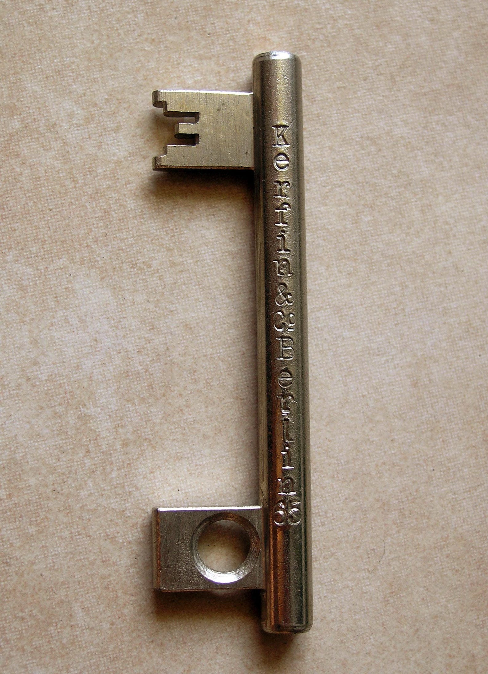Double Sided Key, Vintage Berliner Key, Steel Forced Locking Key