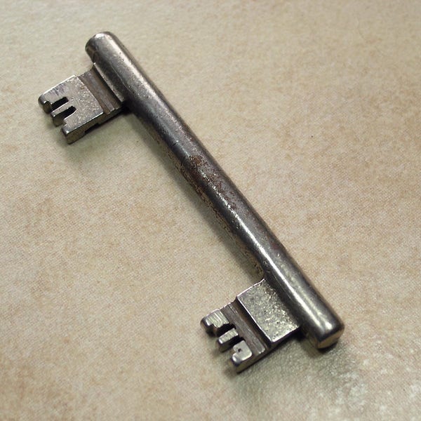 Double Ended Key, Steel Forced Locking Key, Antique Berliner Key, Vintage Berliner Key, Key from Berlin Germany
