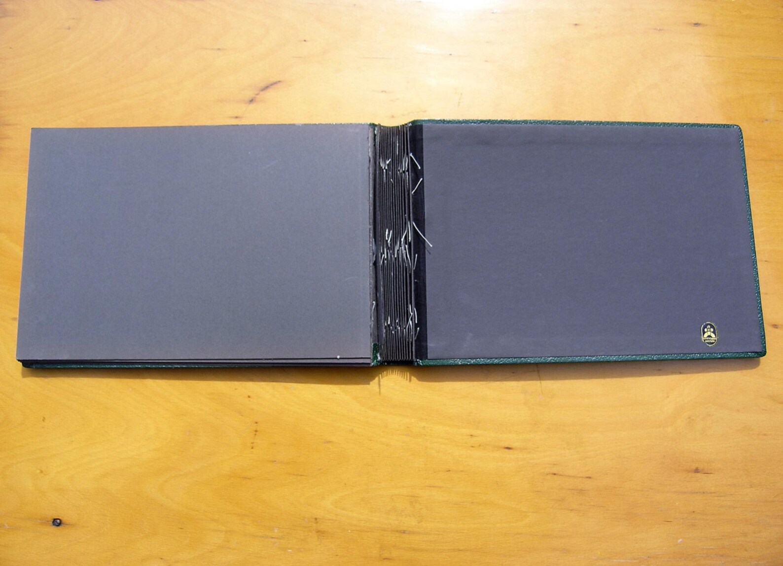 Vintage Wood Book Binding, Green Scrapbook Binding, Green Book Binding